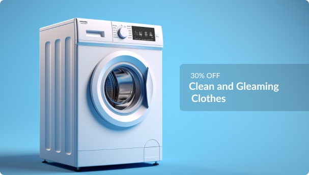 30% off Clean and Gleaming Clothes - white washing machine